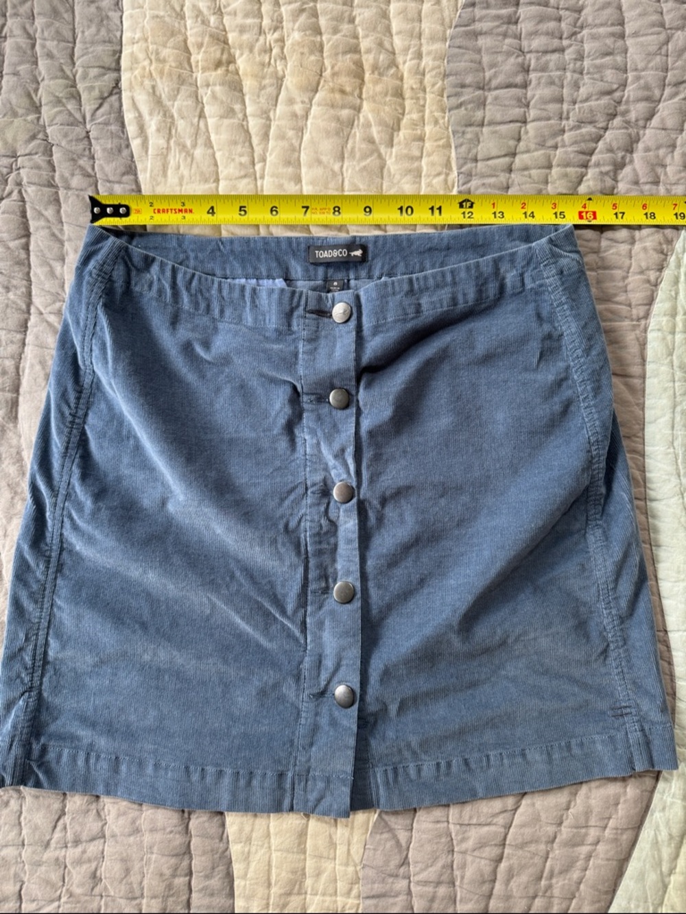 Toad&Co Blue Corduroy Button-Front Skirt